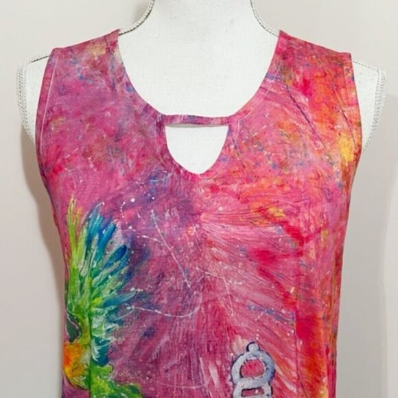 Leoma Lovegrove Colorful Sleeveless Dress Lovebirds Bird Cage Lace Size Sm - Picture 2 of 7